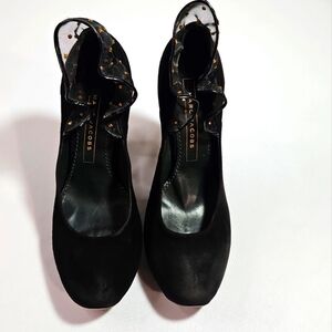 Marc Jacobs Vintage Block Wedge Cutout Black Suede shoes size 38.5 (8.5)